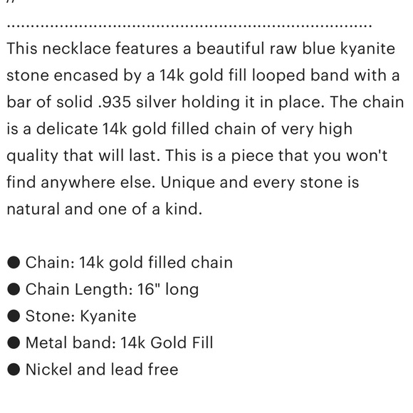 Kyanite Stone Pendant 16” Gold Necklace - Picture 3 of 7